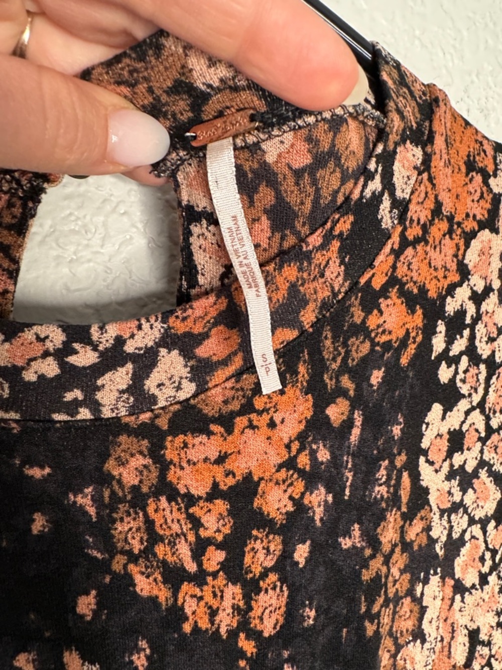 Free People Women's Heartbeats Floral Soft Jersey Mini Dress Small Long Sleeve - Picture 4 of 8